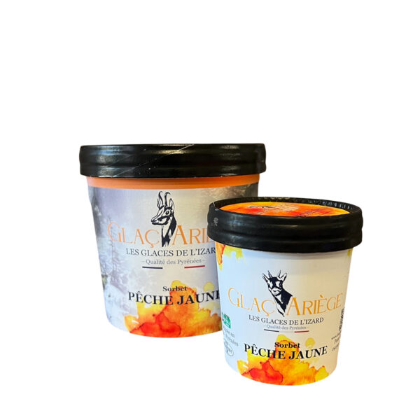glaçariège - glaces de l'izard ariège pyrénées - sorbet pêche jaune